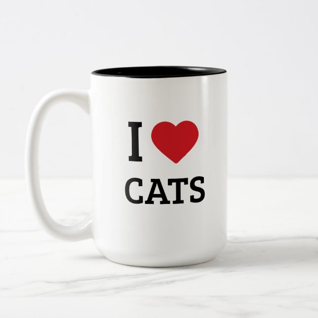Tasse 2 Couleurs J'adore les chats - Parent de compagnie félin mini (Gauche)