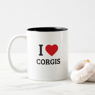 Tasse 2 Couleurs J'adore les Corgis - Cadeau minimaliste pour amate