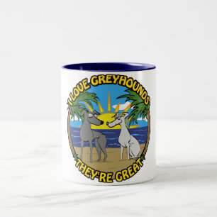 TASSE 2 COULEURS J'ADORE LES LÉVRIERS ILS SONT SUPER