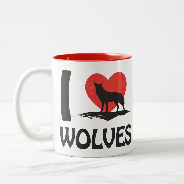Tasse 2 Couleurs J'adore les loups (Gauche)