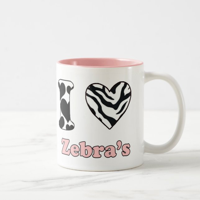 Tasse 2 Couleurs J'adore les zèbres (Droit)