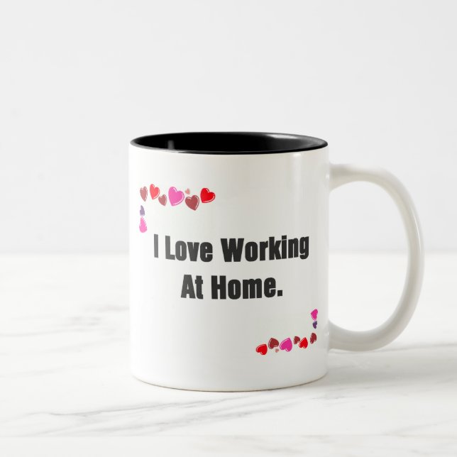 Tasse 2 Couleurs J'adore travailler dans les coeurs de la maison (Droit)