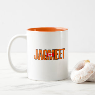 Tasse 2 Couleurs Jagmeet Orange Bold Texte canadien Couleur du drap