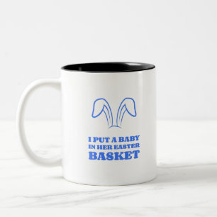 Tasse 2 Couleurs J'ai mis un bébé dans son panier de Pâques