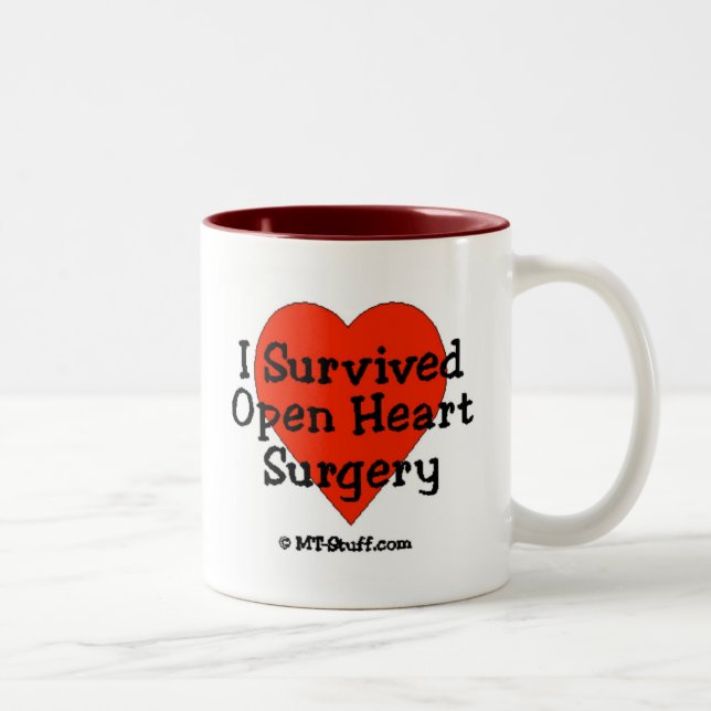 Tasse 2 Couleurs J'ai survécu à la chirurgie cardiaque ouverte (Droit)