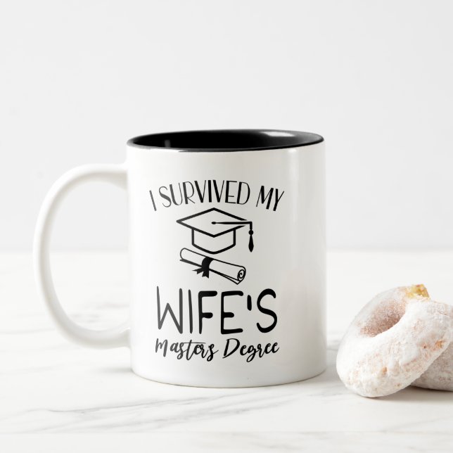 Tasse 2 Couleurs J'ai survécu à la maîtrise de ma femme (Avec donut)