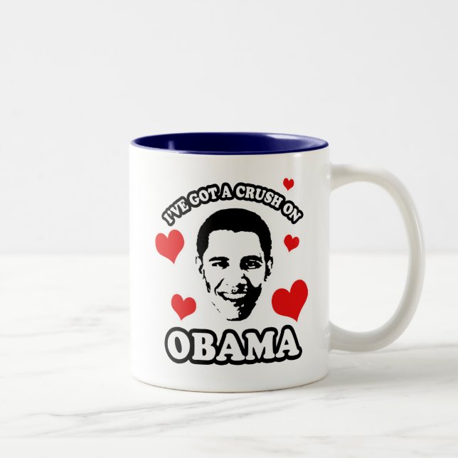 Tasse 2 Couleurs J'ai un écrasement sur Obama (Droit)