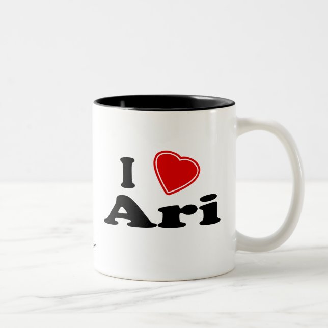 Tasse 2 Couleurs J'aime Ari (Droit)