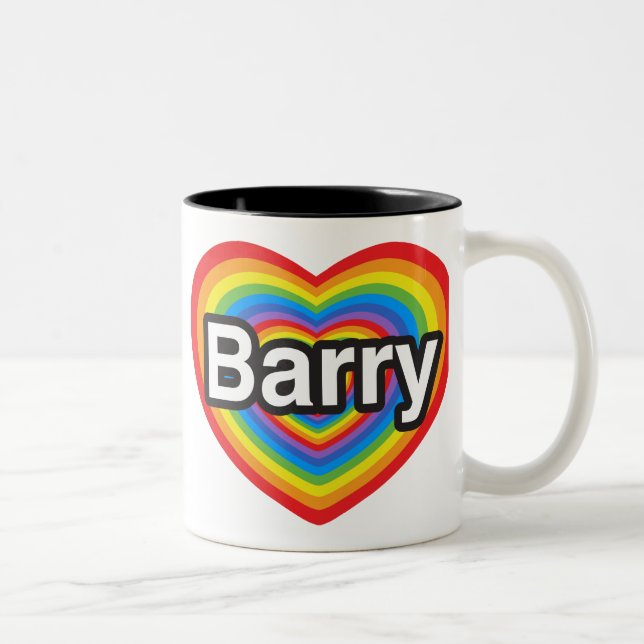 Tasse 2 Couleurs J'aime Barry. Je t'aime Barry. Coeur (Droit)