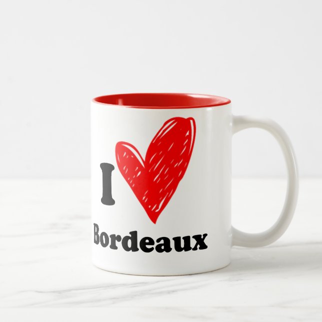 Tasse 2 Couleurs J'aime Bordeaux (Droit)