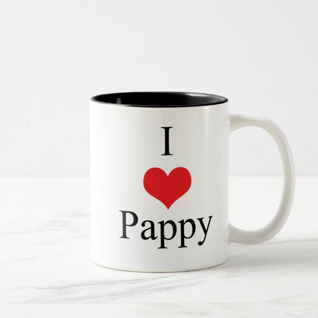 Tasse 2 Couleurs J'aime (coeur) gluant (Droit)