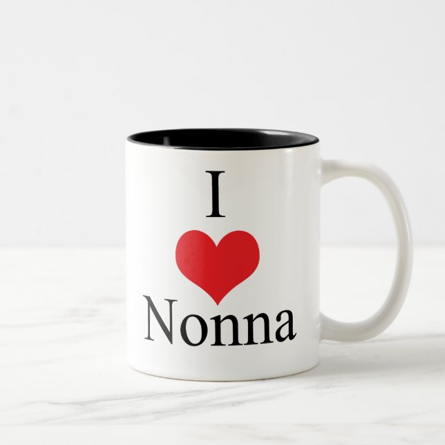 Tasse 2 Couleurs J'aime (coeur) Nonna (Droit)