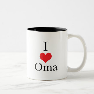 Tasse 2 Couleurs J'aime (coeur) Oma