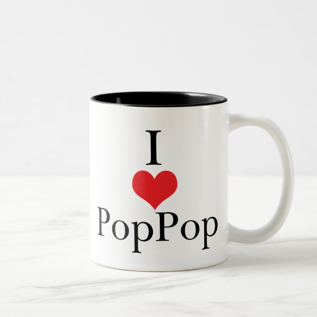 Tasse 2 Couleurs J'aime (coeur) PopPop (Droit)