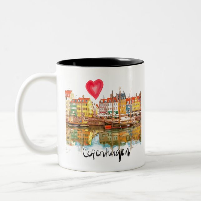 Tasse 2 Couleurs J'aime Copenhague (Gauche)