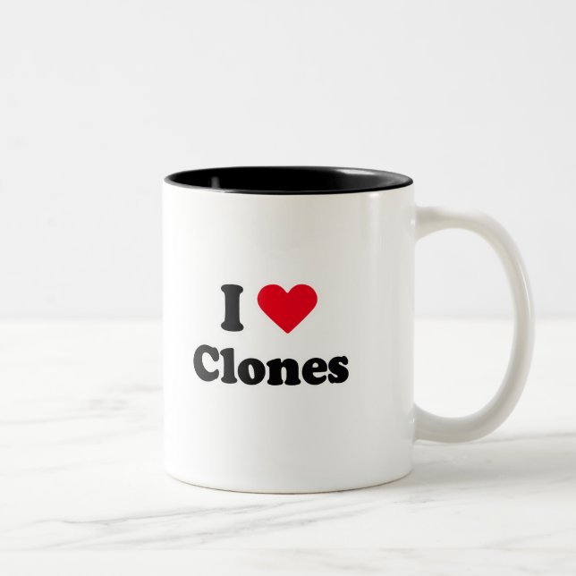 Tasse 2 Couleurs J'aime des clones (Droit)