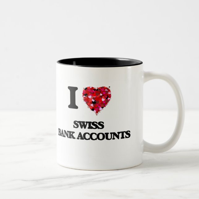 Tasse 2 Couleurs J'aime des comptes bancaires suisses (Droit)