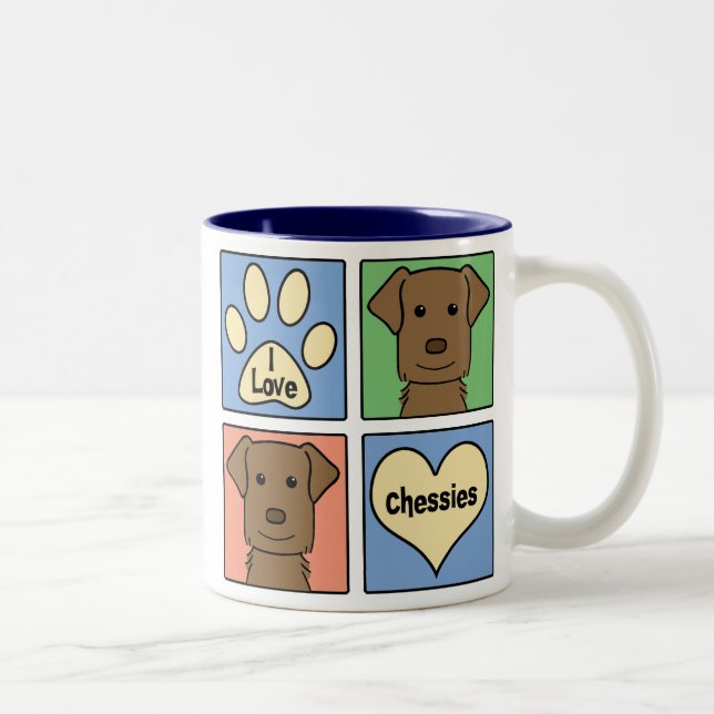 Tasse 2 Couleurs J'aime des Retrievers de la Baie de Chesapeake (Droit)