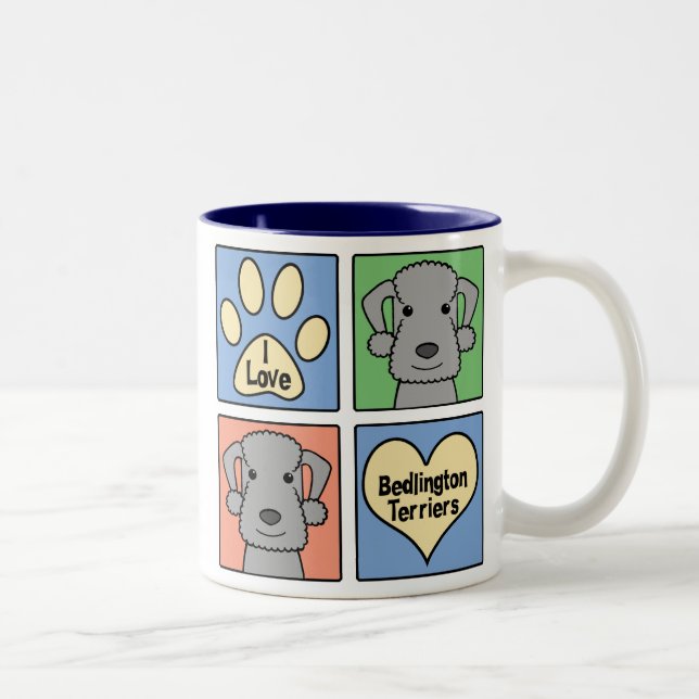 Tasse 2 Couleurs J'aime des terriers de Bedlington (Droit)