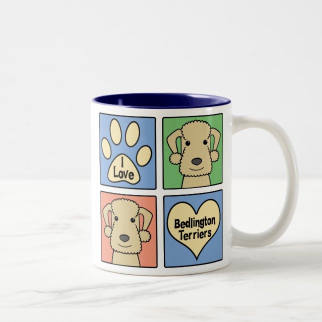 Tasse 2 Couleurs J'aime des terriers de Bedlington (Droit)