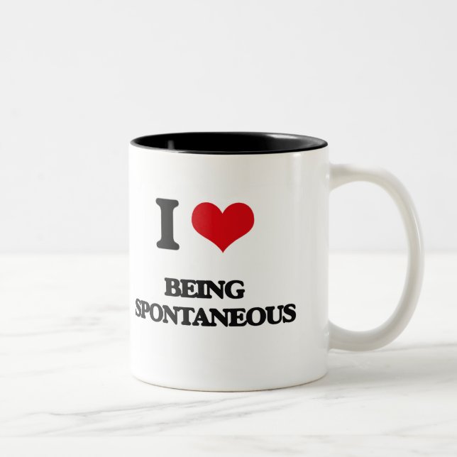 Tasse 2 Couleurs J'aime être spontané (Droit)
