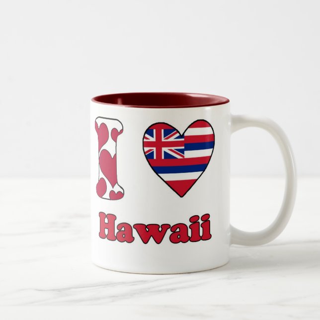 Tasse 2 Couleurs J'aime Hawaii (Droit)