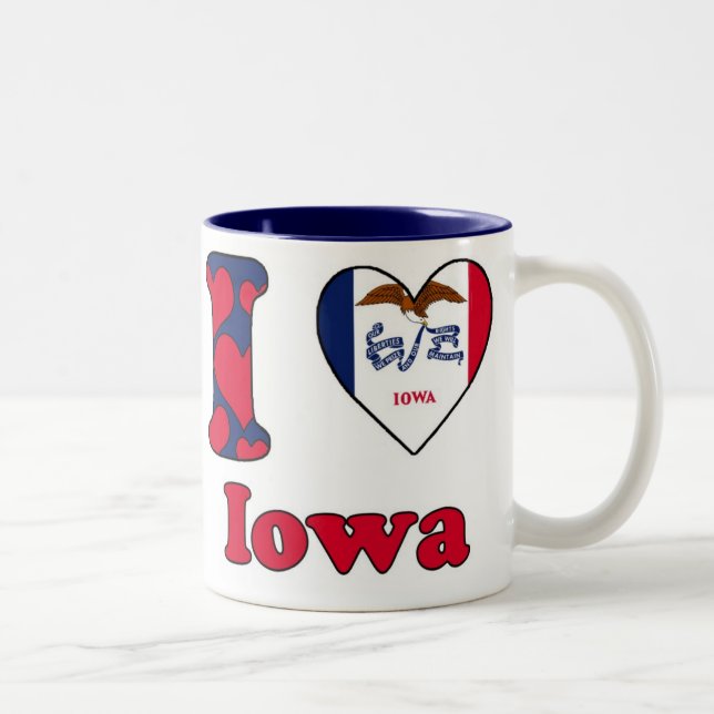 Tasse 2 Couleurs J'aime Iowa (Droit)