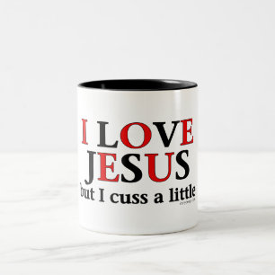 Tasse 2 Couleurs J'aime Jésus [mais moi jurent]