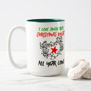 Tasse 2 Couleurs J'Aime Jingle Rock Musique de Noël toute l'année