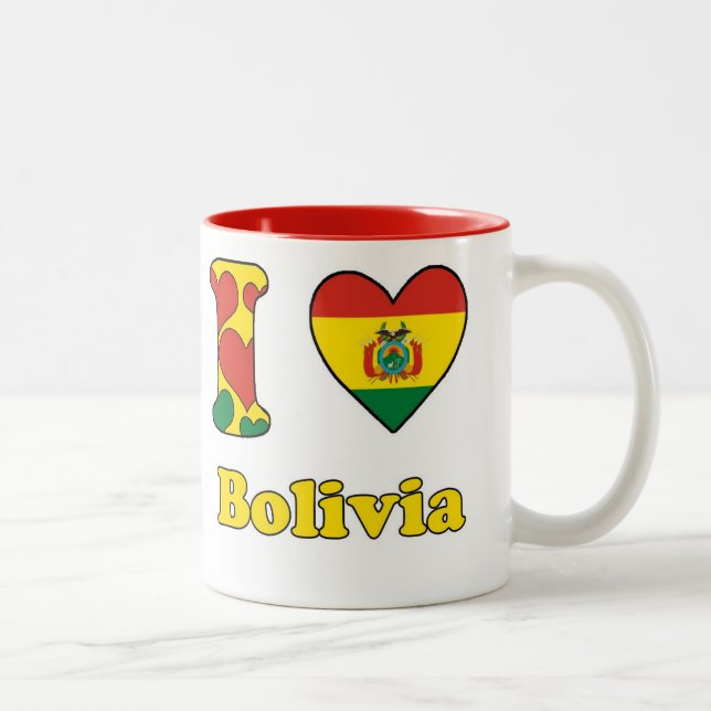Tasse 2 Couleurs J'aime la Bolivie (Droit)
