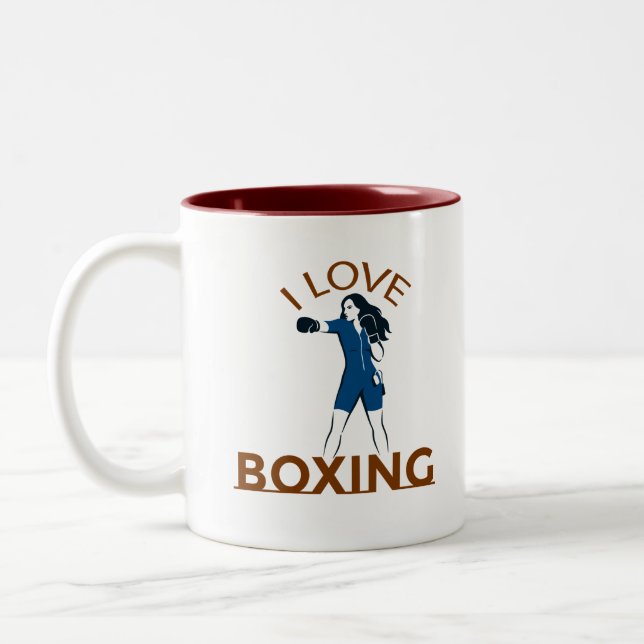 Tasse 2 Couleurs J'aime la boxe  (Gauche)