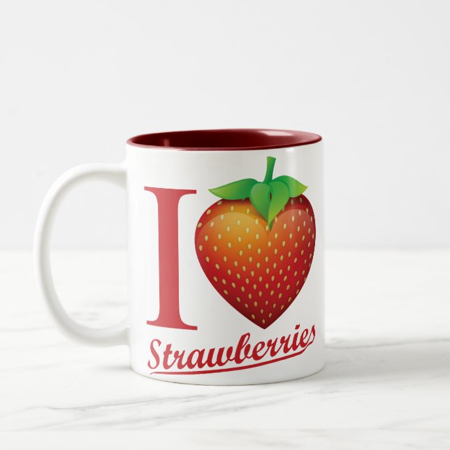 Tasse 2 Couleurs J'aime la fraise (Gauche)
