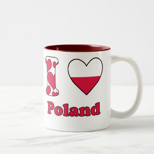 Tasse 2 Couleurs J'aime la Pologne (Droit)