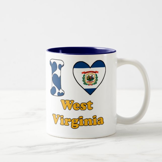 Tasse 2 Couleurs J'aime la Virginie-Occidentale (Droit)