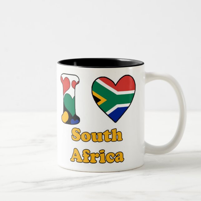 Tasse 2 Couleurs J'aime l'Afrique du Sud (Droit)