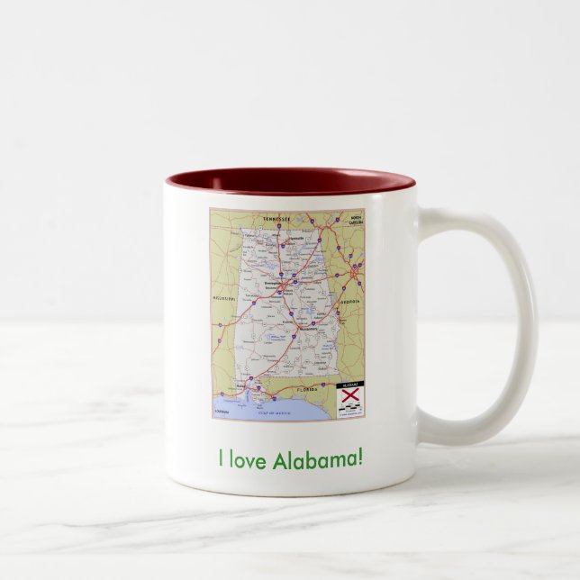 Tasse 2 Couleurs J'aime l'Alabama ! (Droit)
