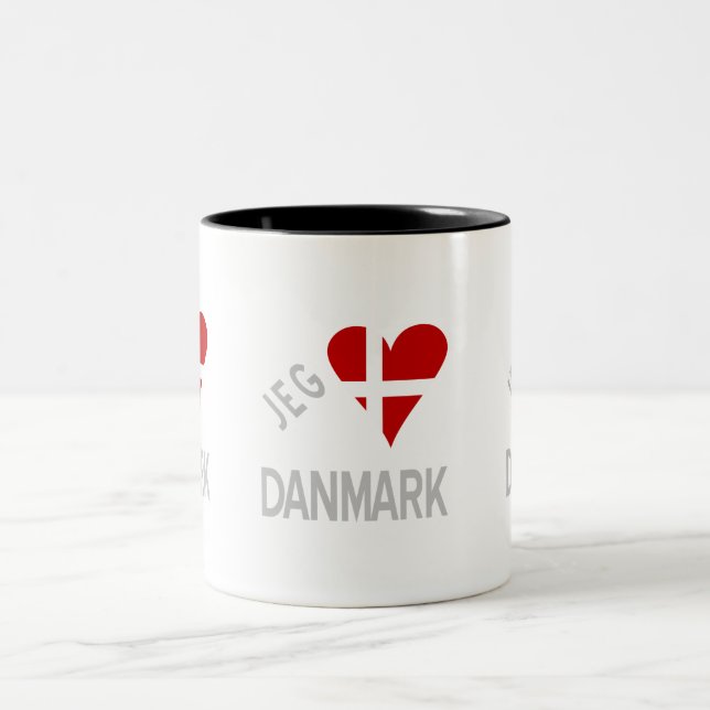 Tasse 2 Couleurs J'aime le Danemark Gris (Centre)