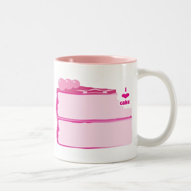 Tasse 2 Couleurs J'aime le gâteau (Droit)