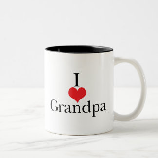 Tasse 2 Couleurs J'aime le grand-papa (de coeur)