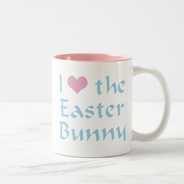 Tasse 2 Couleurs J'aime le lapin de Pâques (Droit)