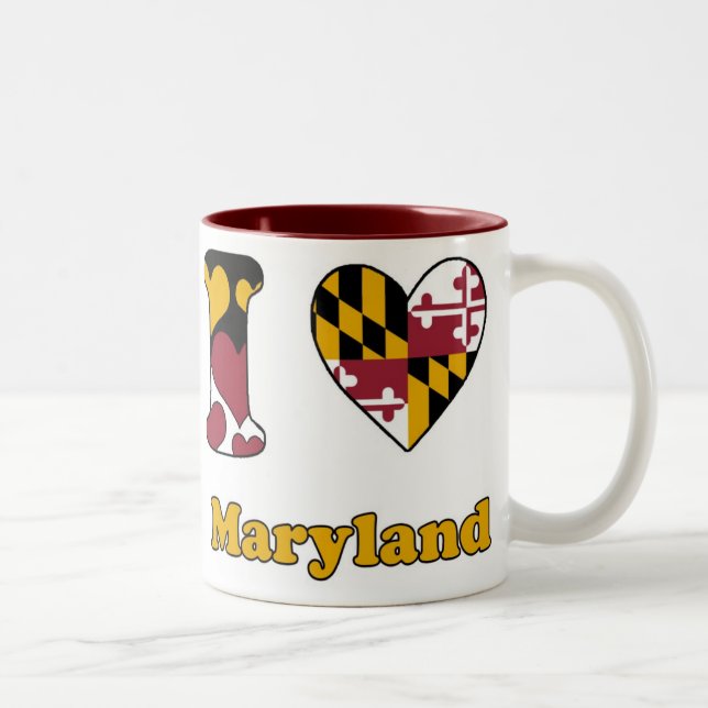 Tasse 2 Couleurs J'aime le Maryland (Droit)