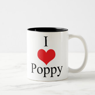 Tasse 2 Couleurs J'aime le pavot (de coeur)