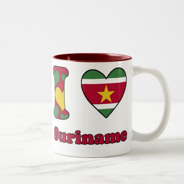 Tasse 2 Couleurs J'aime le Surinam (Droit)