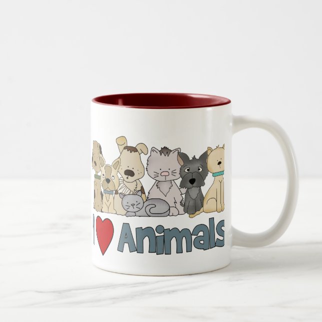 Tasse 2 Couleurs J'aime les animaux (Droit)