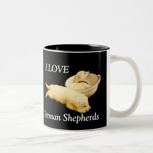 Tasse 2 Couleurs J'AIME les bergers allemands (Droit)
