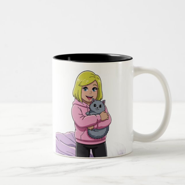 Tasse 2 Couleurs J'aime les chats (Droit)