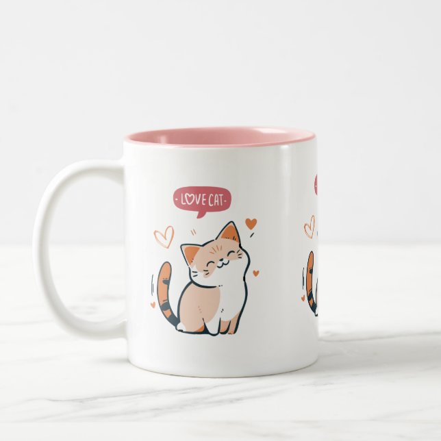 Tasse 2 Couleurs J'aime les chats mignon dessin (Gauche)