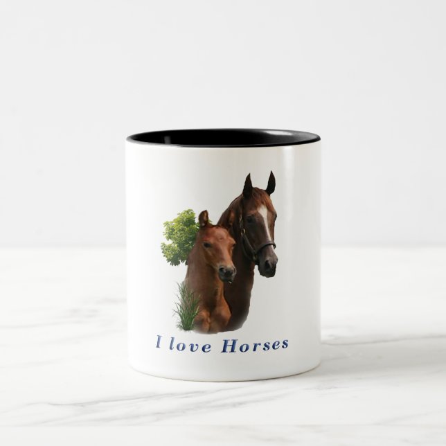 Tasse 2 Couleurs J'aime les chevaux (Centre)