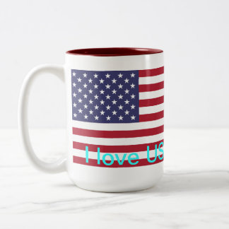 Tasse 2 Couleurs J'aime les Etats-Unis