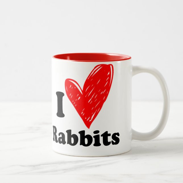Tasse 2 Couleurs J'aime les lapins (Droit)